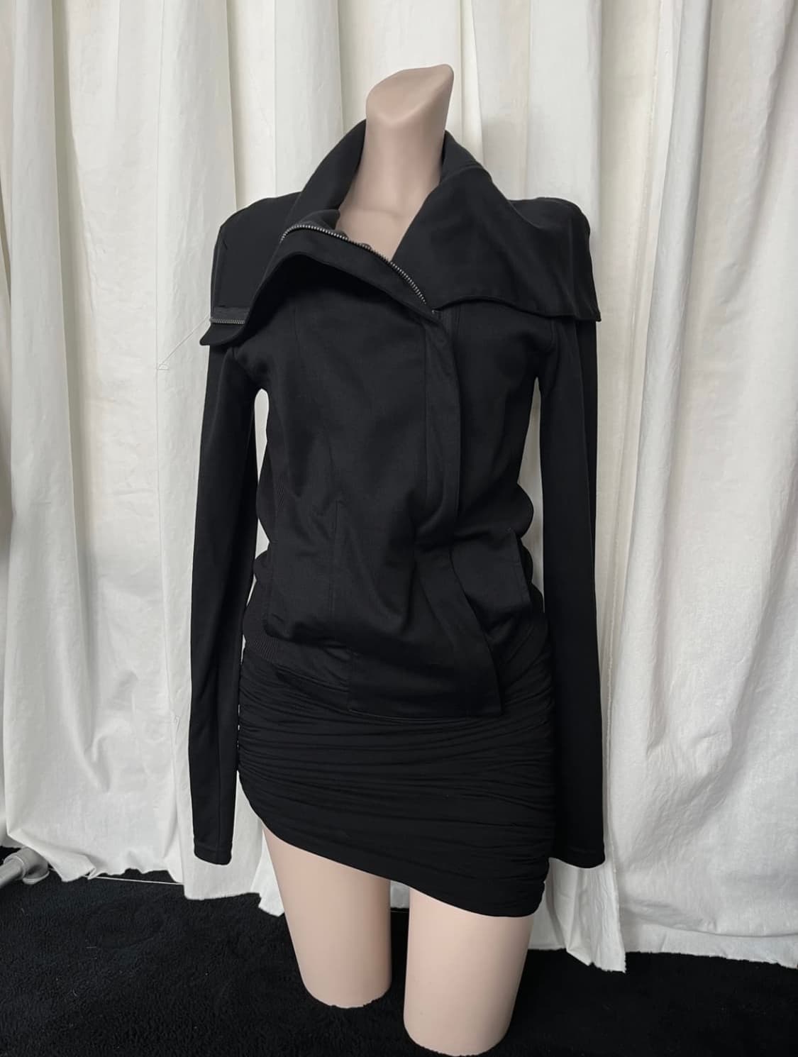 a/x 드레이프 하이넥 코튼 져지 니트 집업 상품이미지1