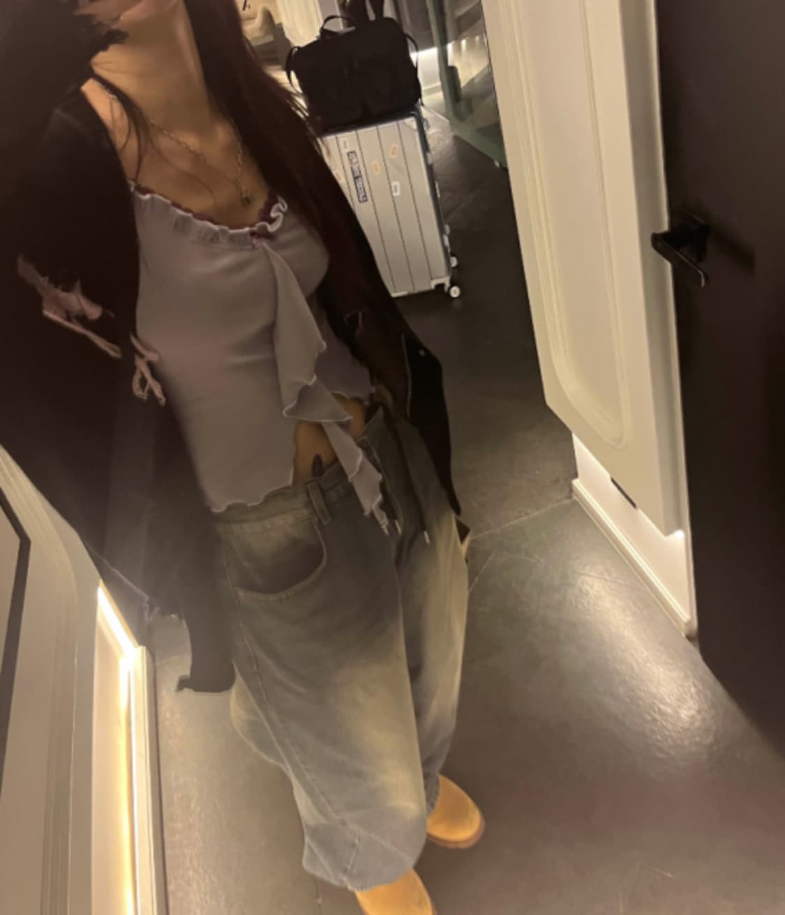 김아홉 그런지 나비 태슬 가디건 + 나시 세트  상품이미지4