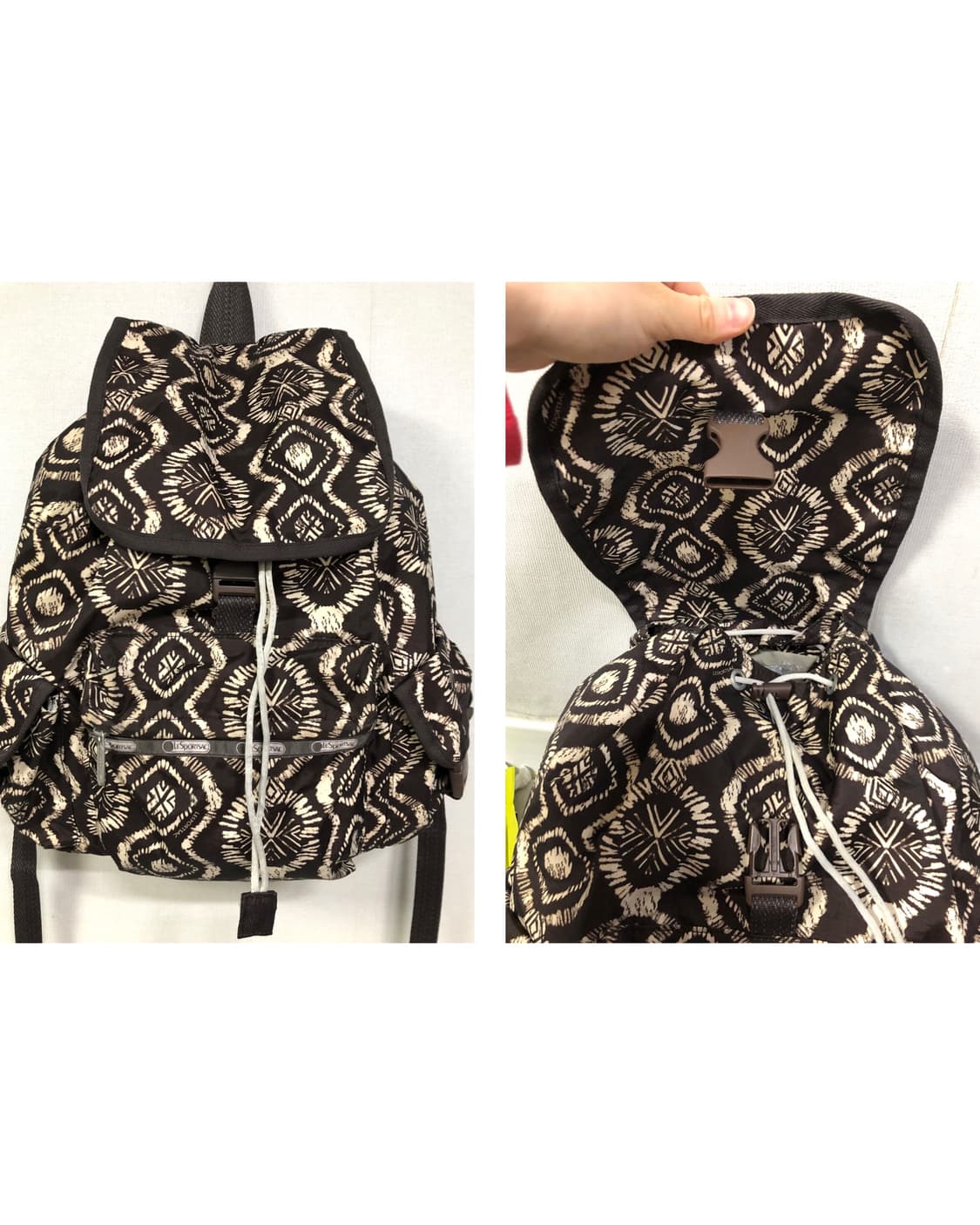 레스포삭 생활방수 에스닉패턴 복조리 백팩 배낭 _ 브라운 상품이미지7