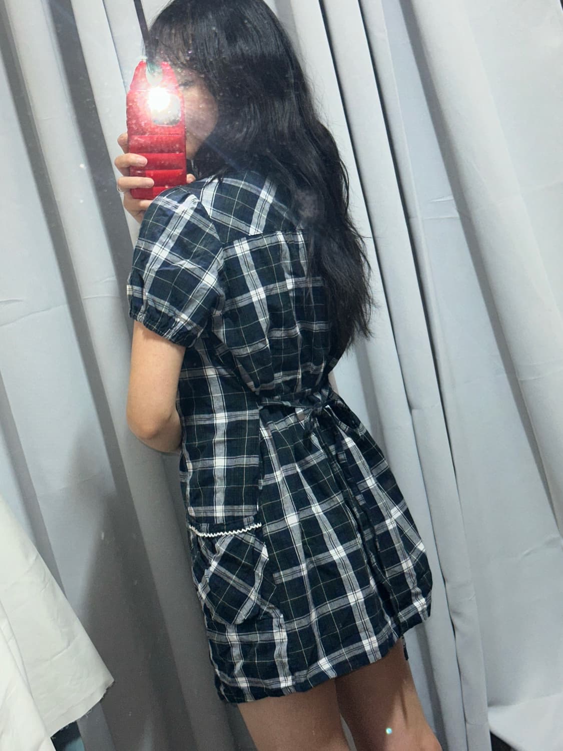 체크패턴 스트랩 미니 원피스 상품이미지2