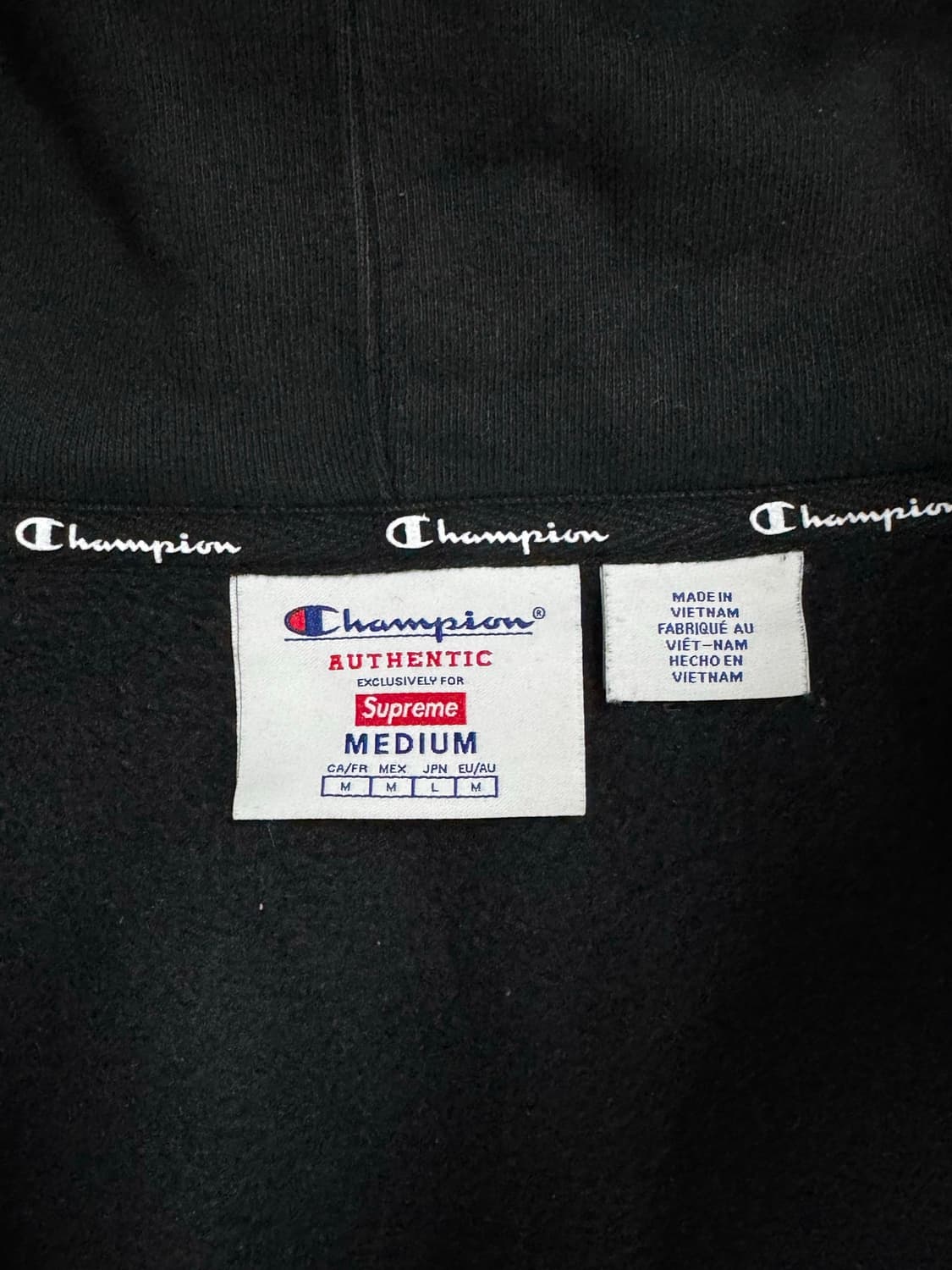 슈프림 챔피온 후드집업 블랙 M 상품이미지4