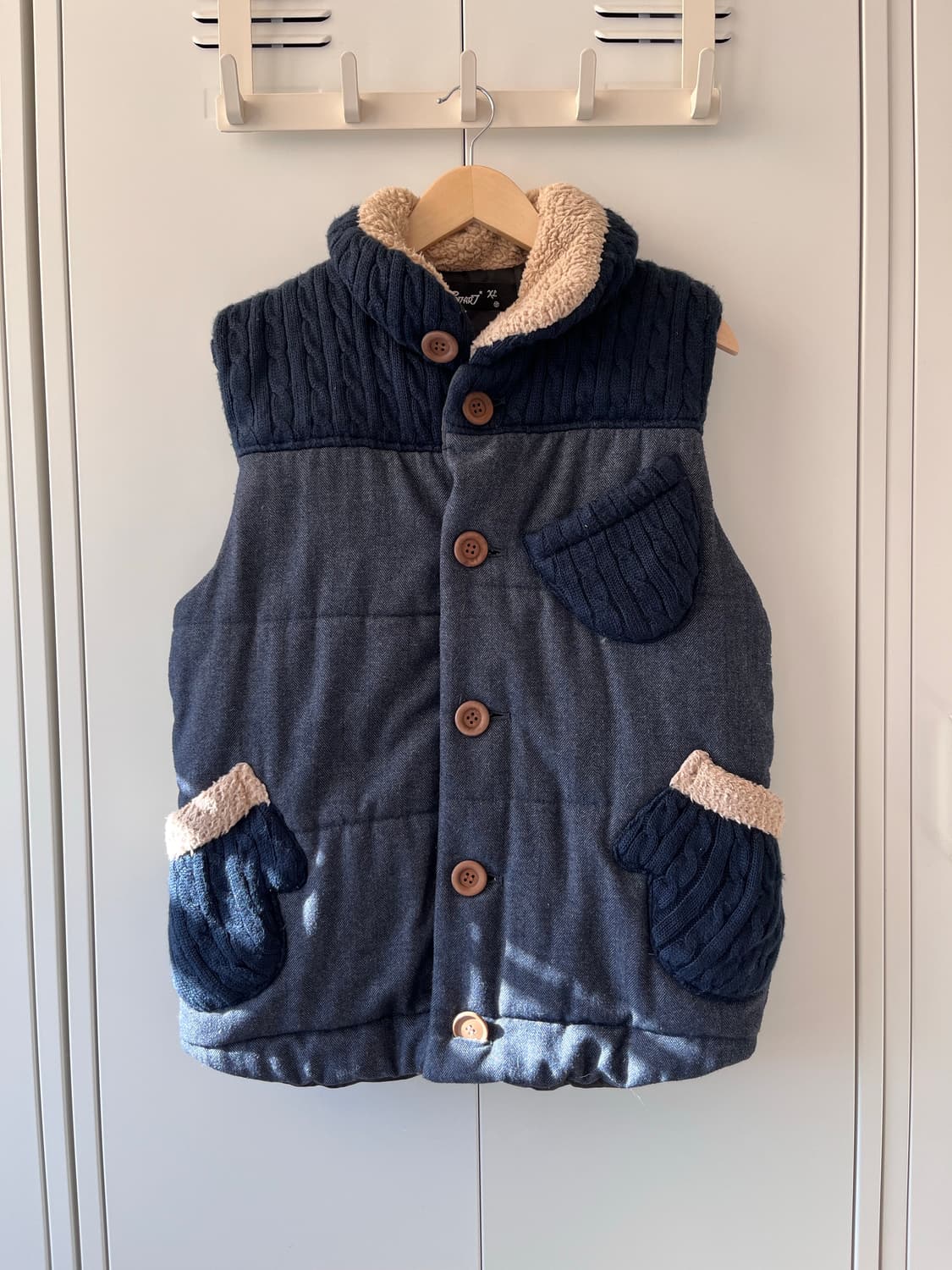 Up start 모리걸 장갑 주머니 니트 조끼 패딩 상품이미지3