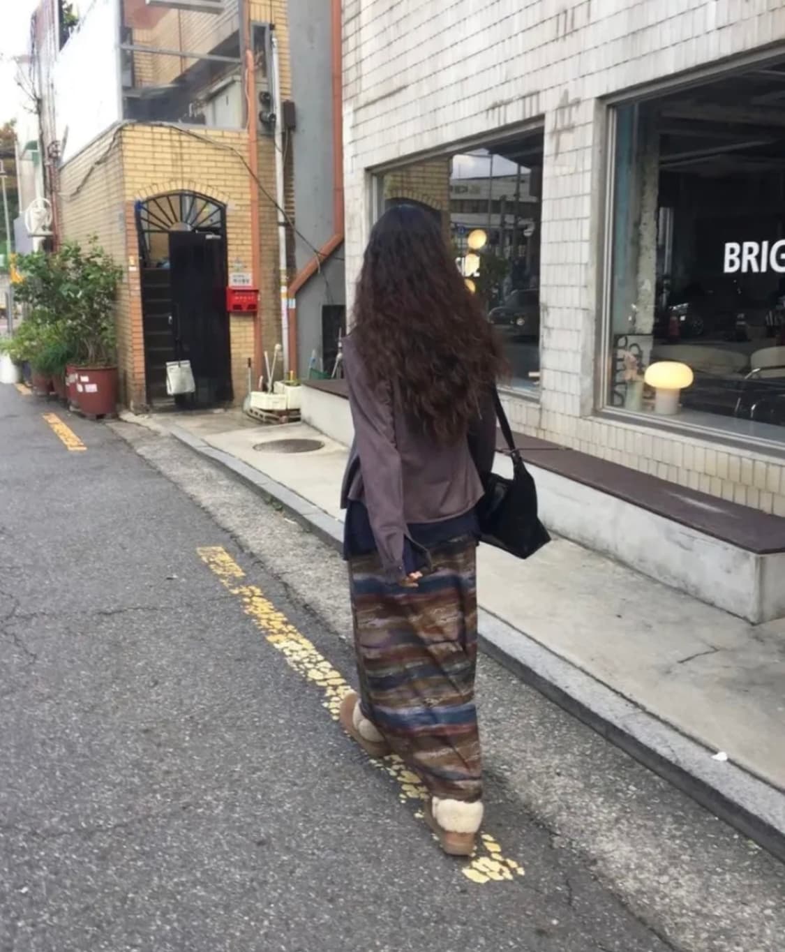 모래하우스 패턴 스커트 브라운 롱치마 상품이미지3