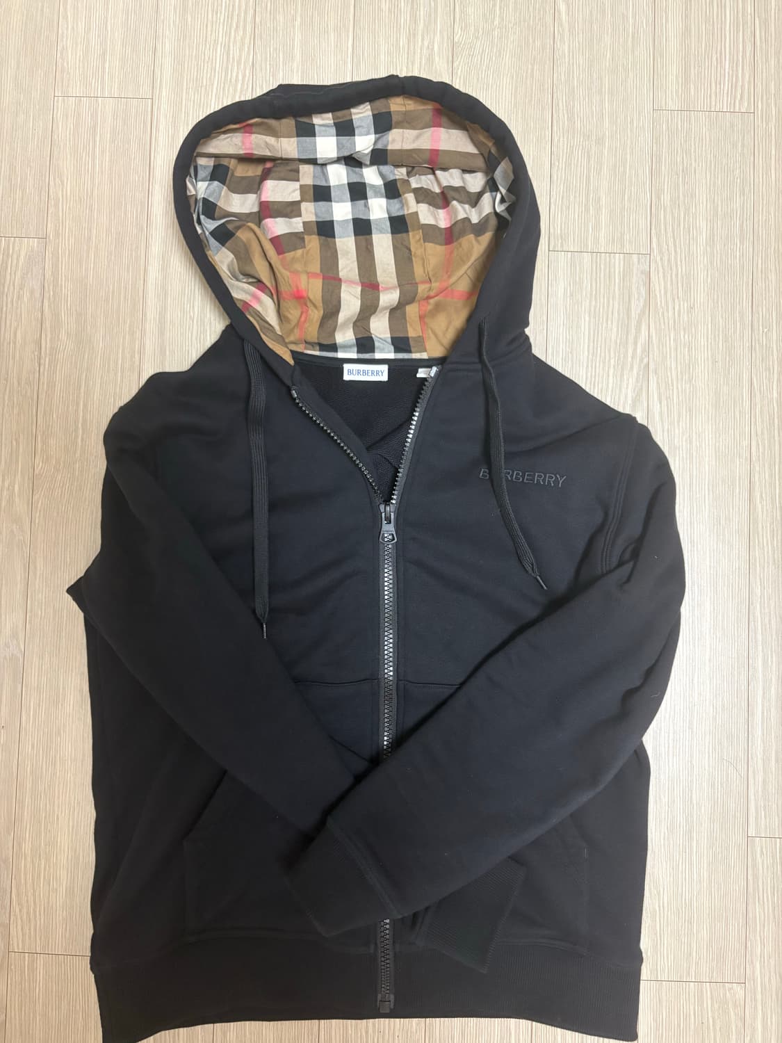버버리 체크 블랙 후드집업 상품이미지2