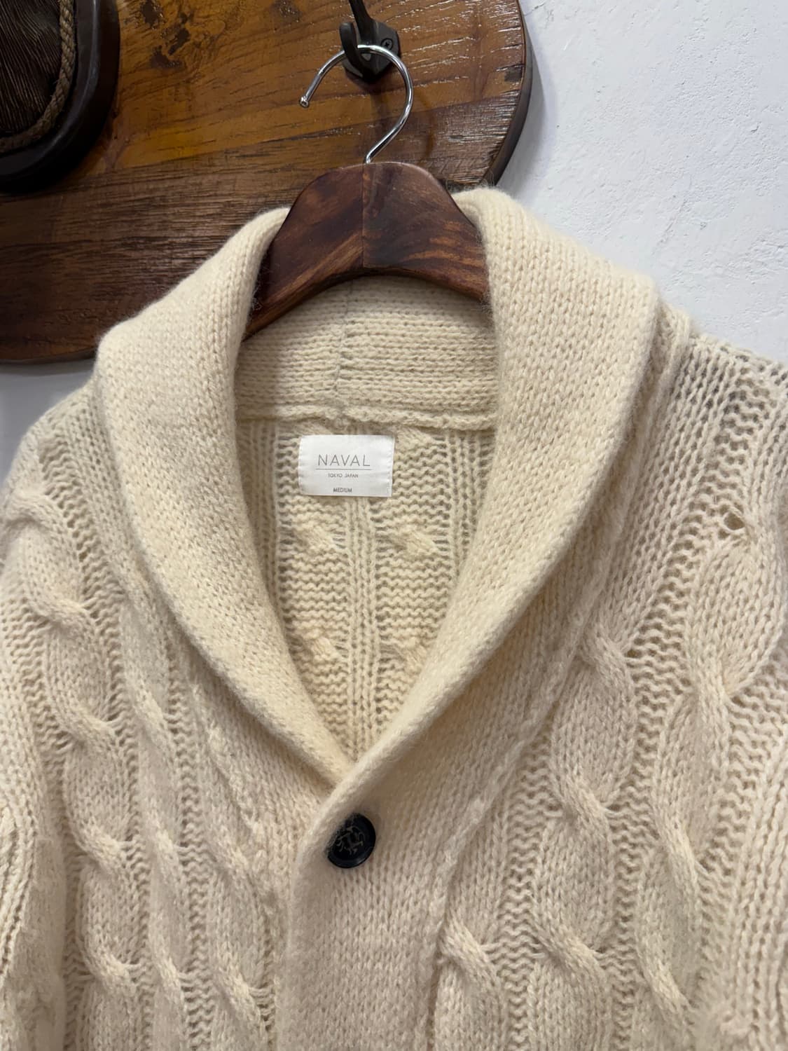 M) NAVAL Tokyo Japan Wool Cable Shawl Ca 상품이미지3