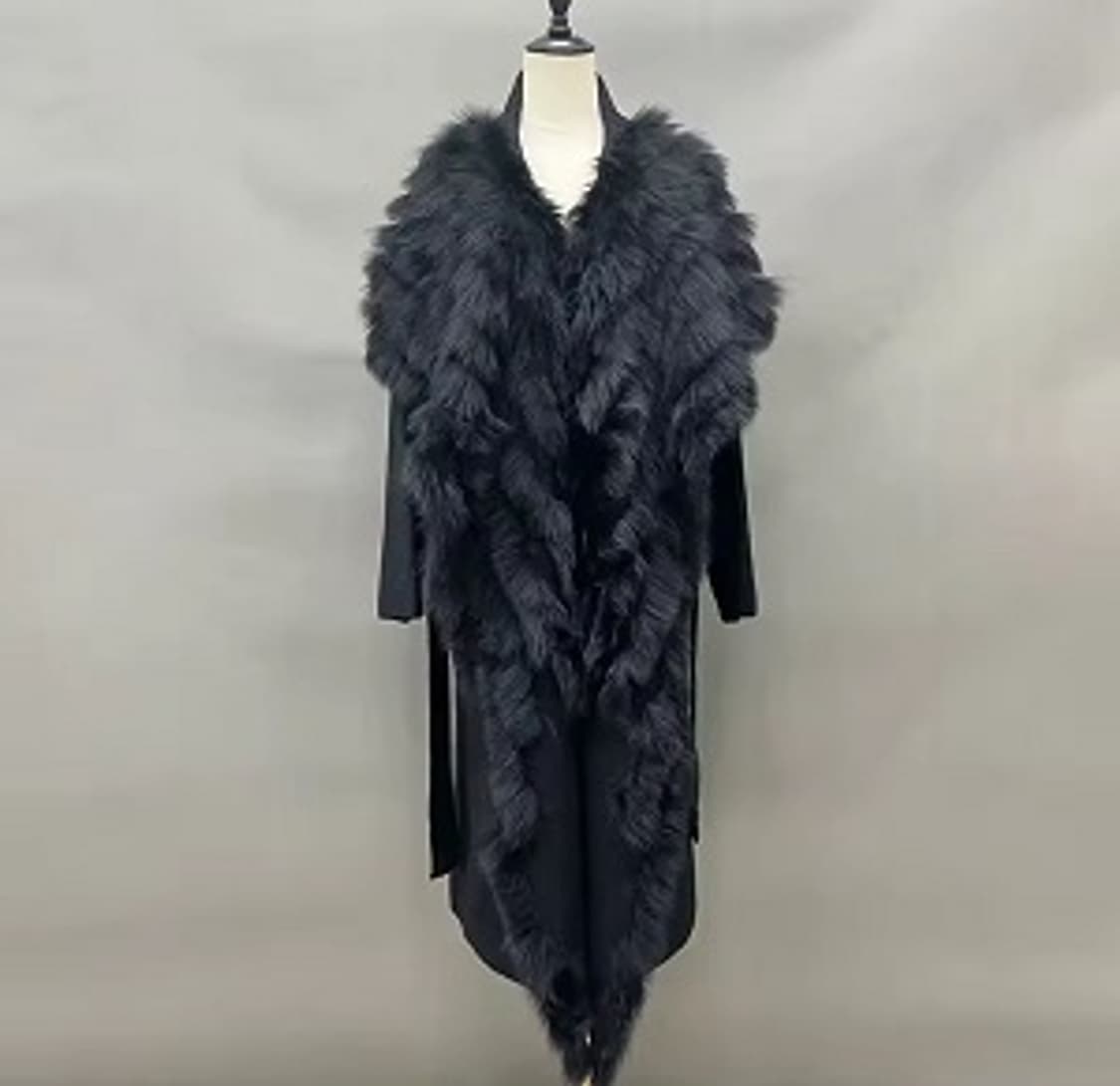 폭스퍼 트리밍 롱 가디건 코트 (새상품) 상품이미지2