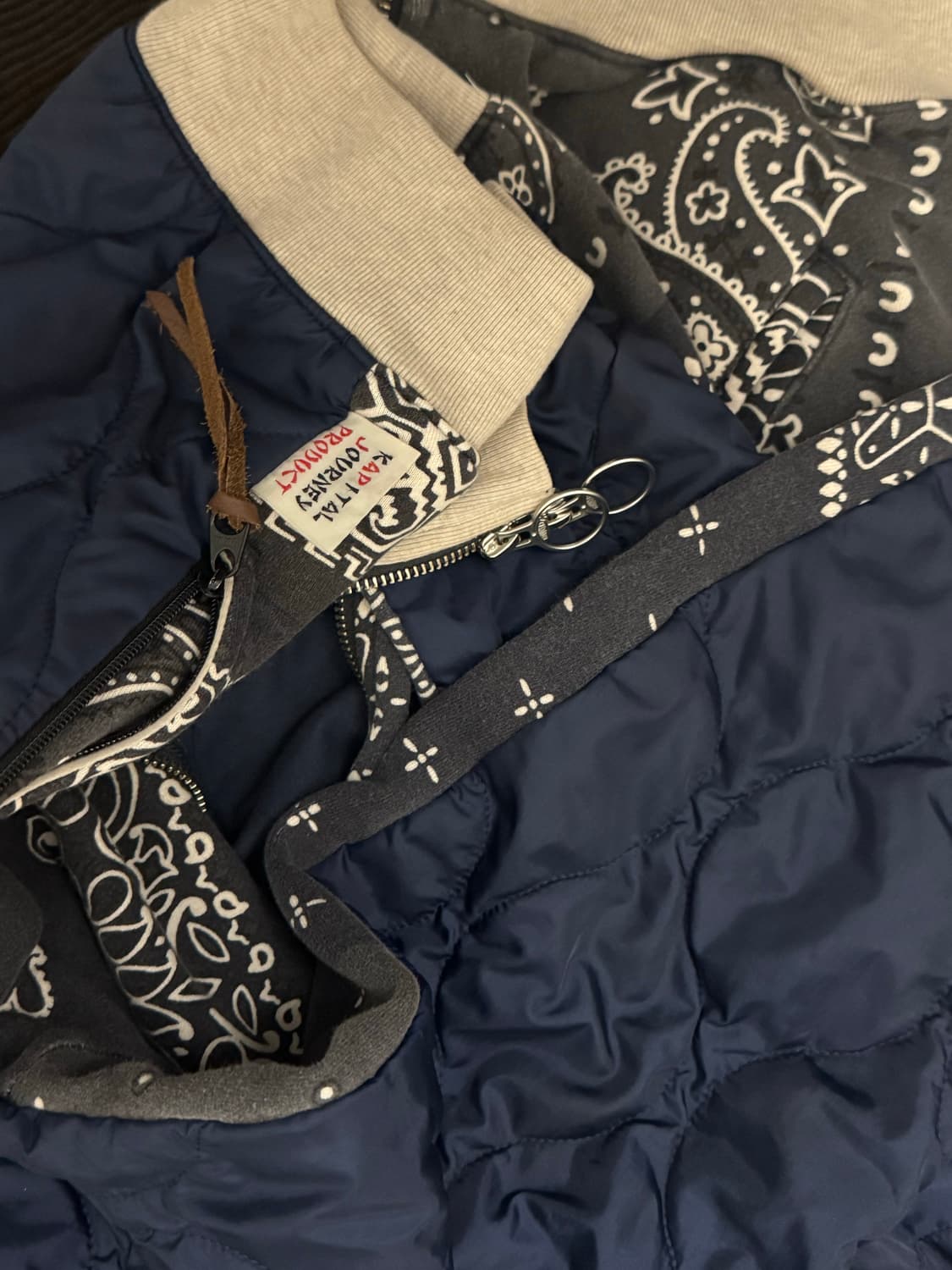 캐피탈 플리스 반다나 비부악 후드 블루종 블랙 상품이미지3