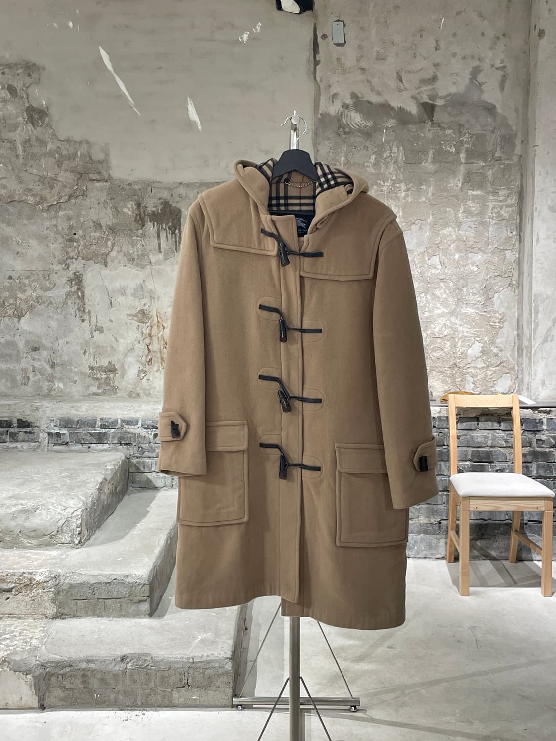 버버리 베이지 스페셜리티 울 후디 더플 코트 상품이미지1