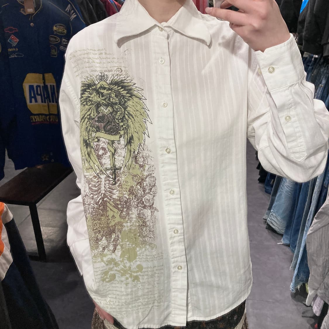 [IM] vtg 린넨 웨스턴 프린팅 셔츠 화이트 상품이미지4