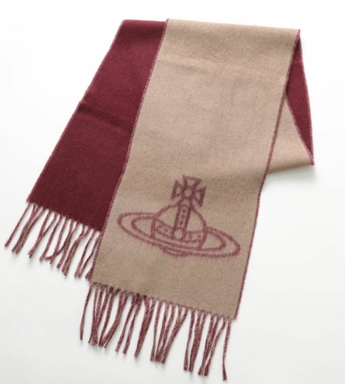 비비안웨스트우드 더블 페이스 양면 ORB 로고 머플러 카멜 25FW 상품이미지1