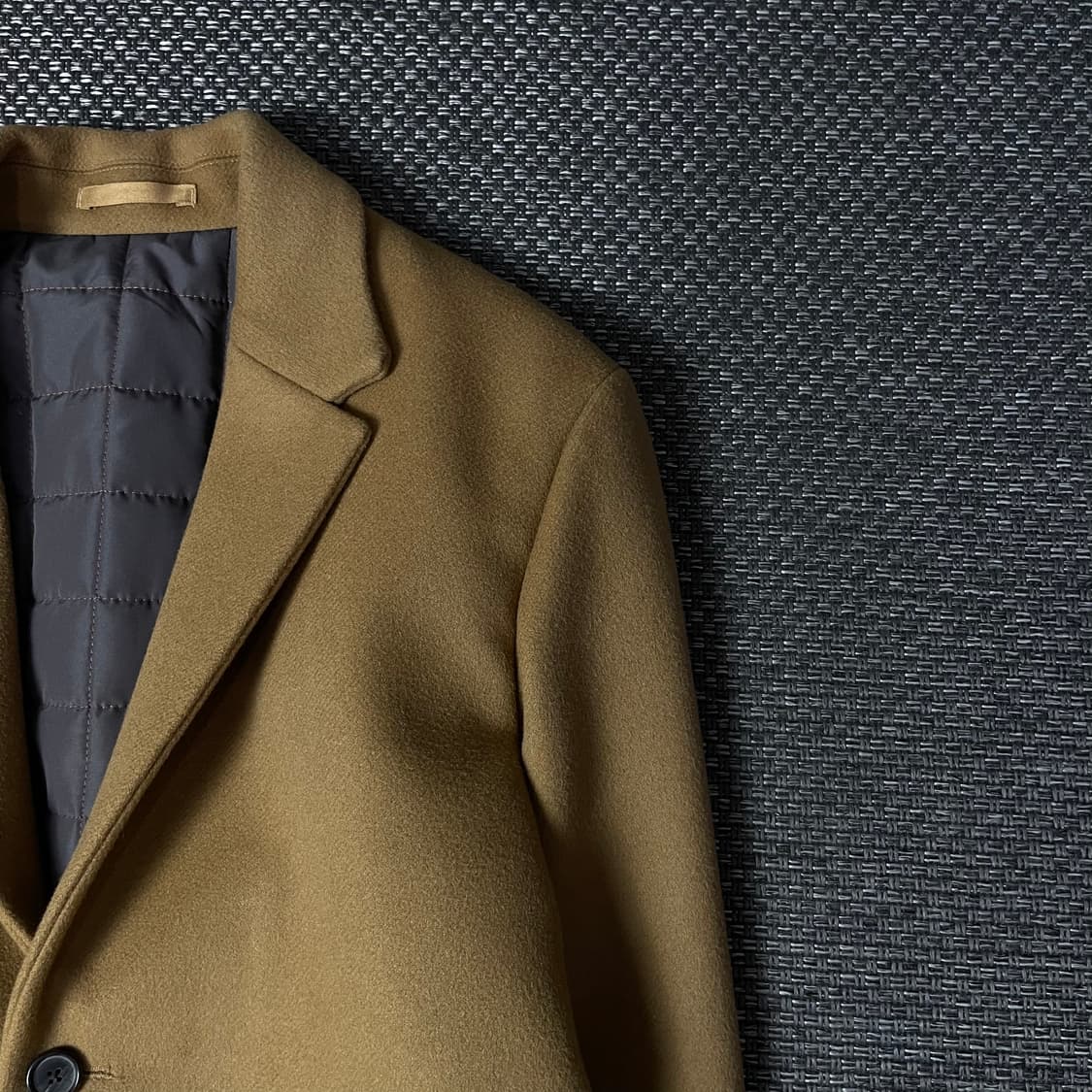  로파이 베이지 카멜 울 캐시미어 싱글 코트 XL 상품이미지3
