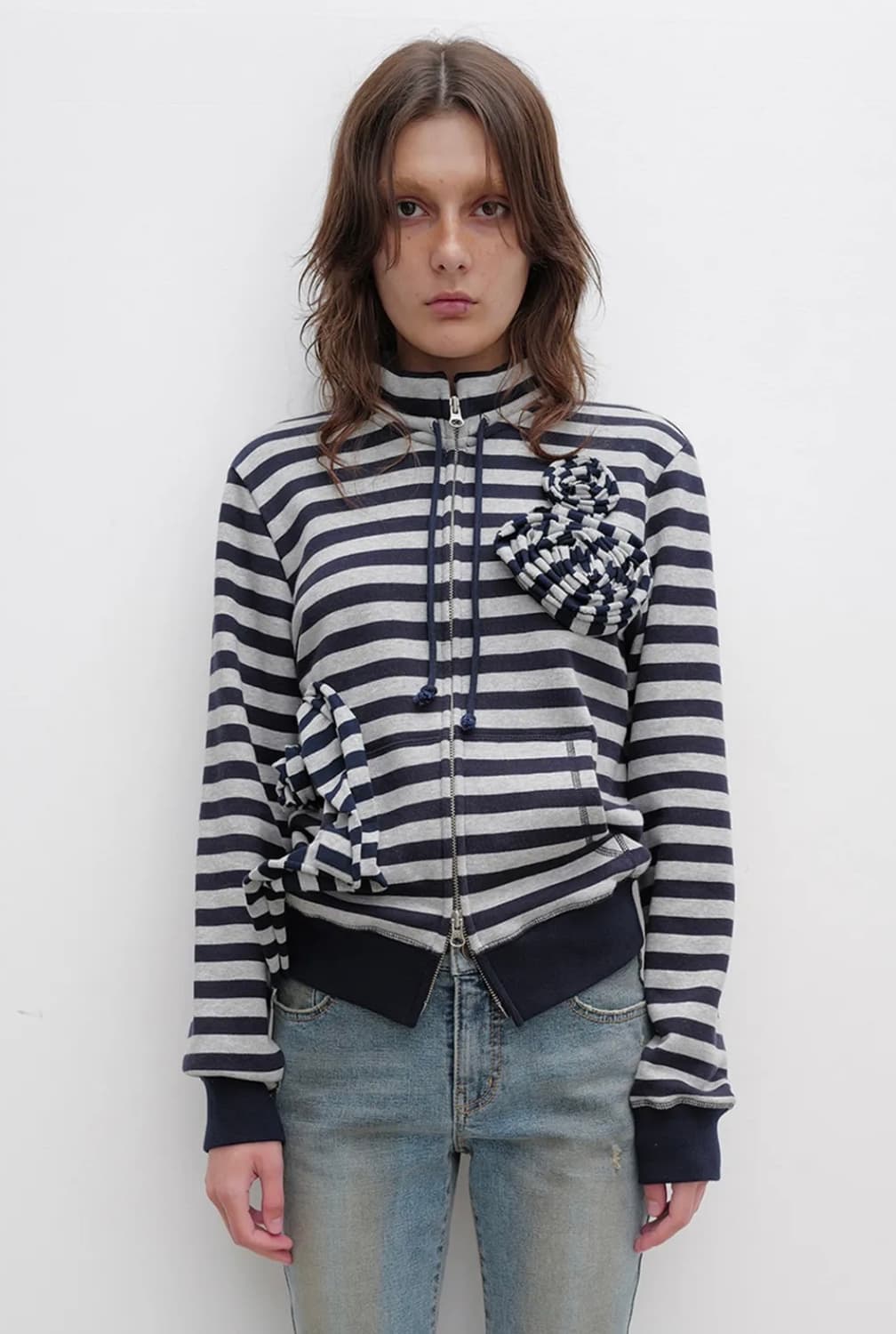 오픈와이와이 APPLIQUE ZIPUP JACKET (NAVY) 상품이미지1