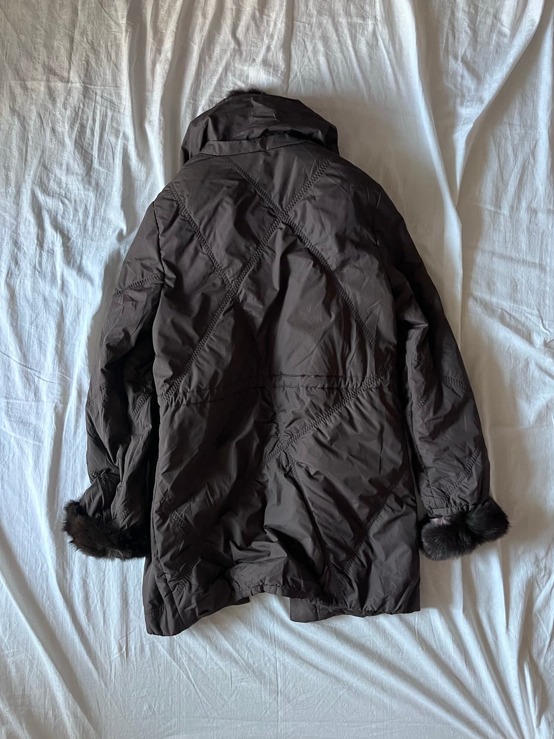 Dark Brown Fur Longline Puffer Jacket 상품이미지7