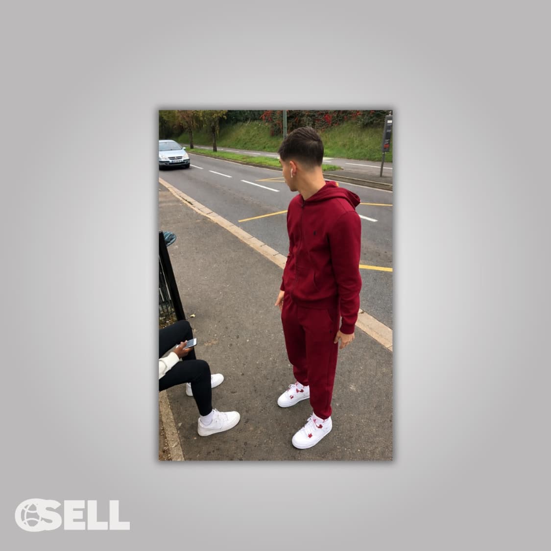 폴로 버건디 후드집업 셋업 상품이미지3