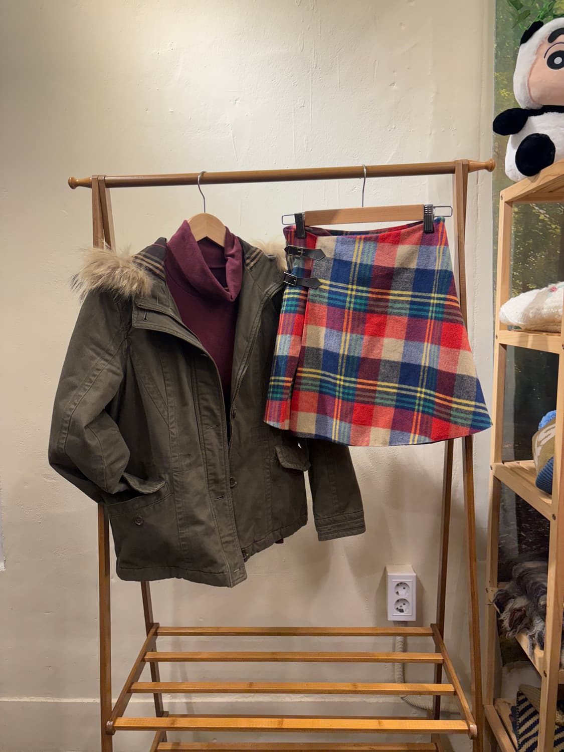 카키 퍼자켓 겨울자켓 퍼후드자켓 코디세트 상품이미지8