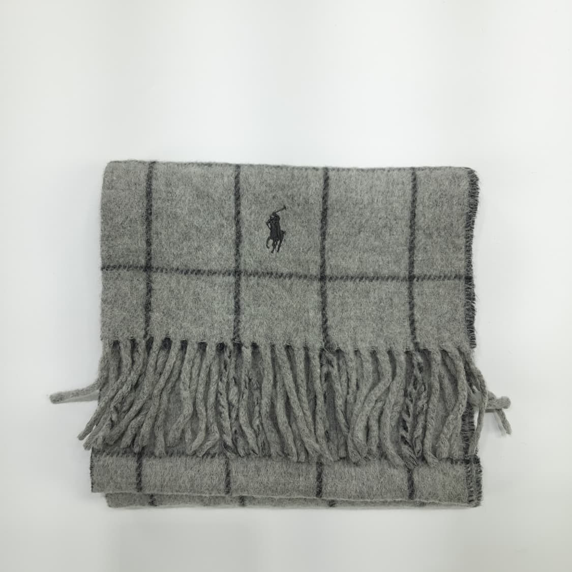 MX097 폴로 랄프로렌 그레이 윈도우페인 양면 램스울 목도리 머플러 상품이미지7