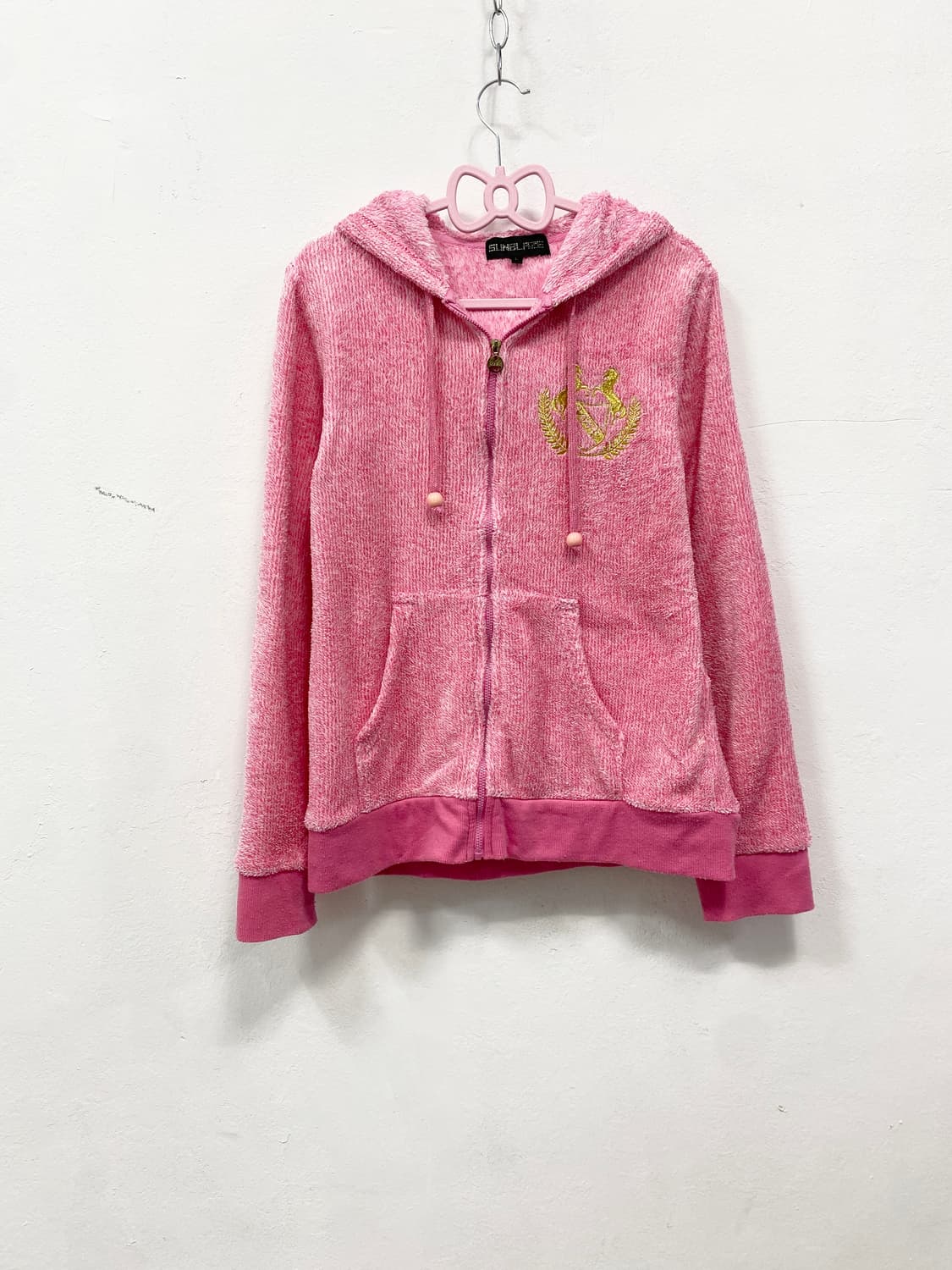 [SUNBLAZE] 갸루 핑크 리본 폭닥 후드집업 상품이미지4