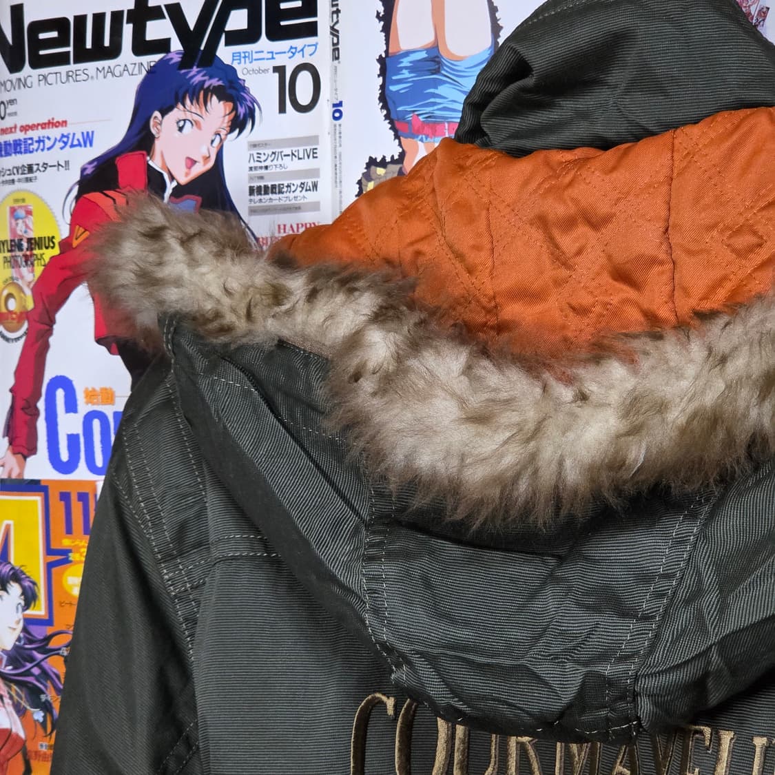 JPN 밀리터리 퍼 후드 카키 누빔 점퍼 상품이미지7