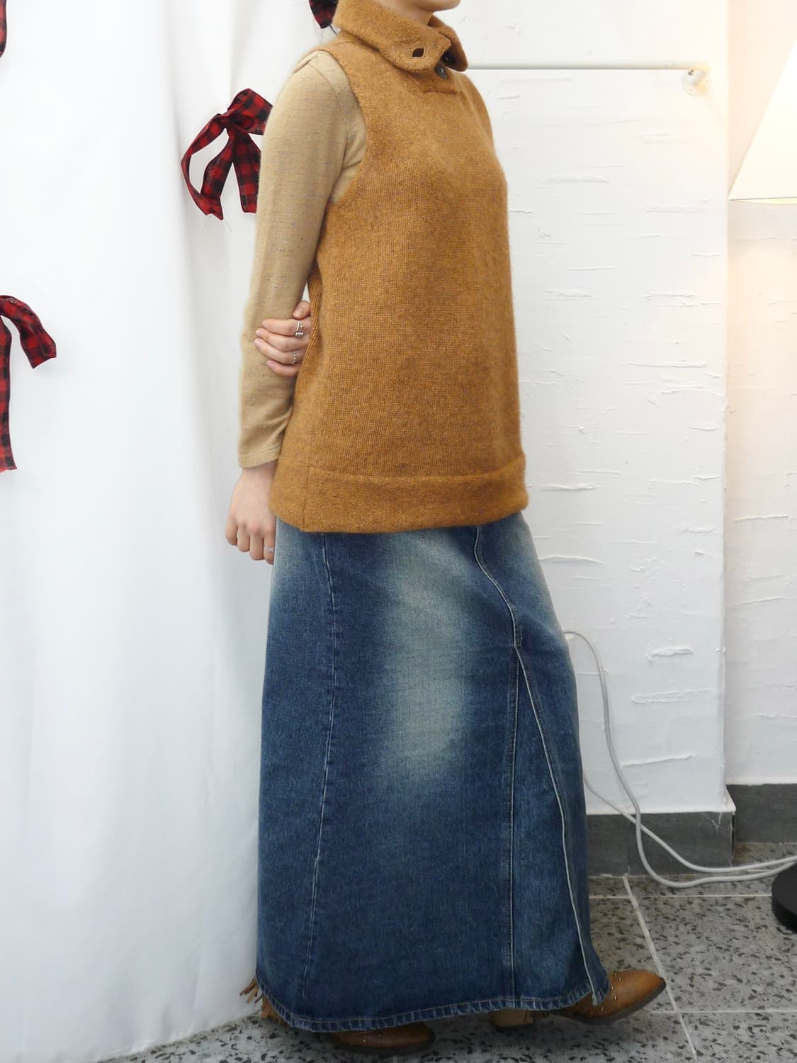 Camel buttons knit vest 상품이미지3