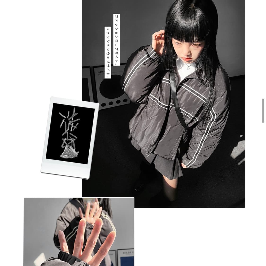 히키모드 스트릿 배색 라인포인트 오버핏 누빔 패딩 점퍼 상품이미지1