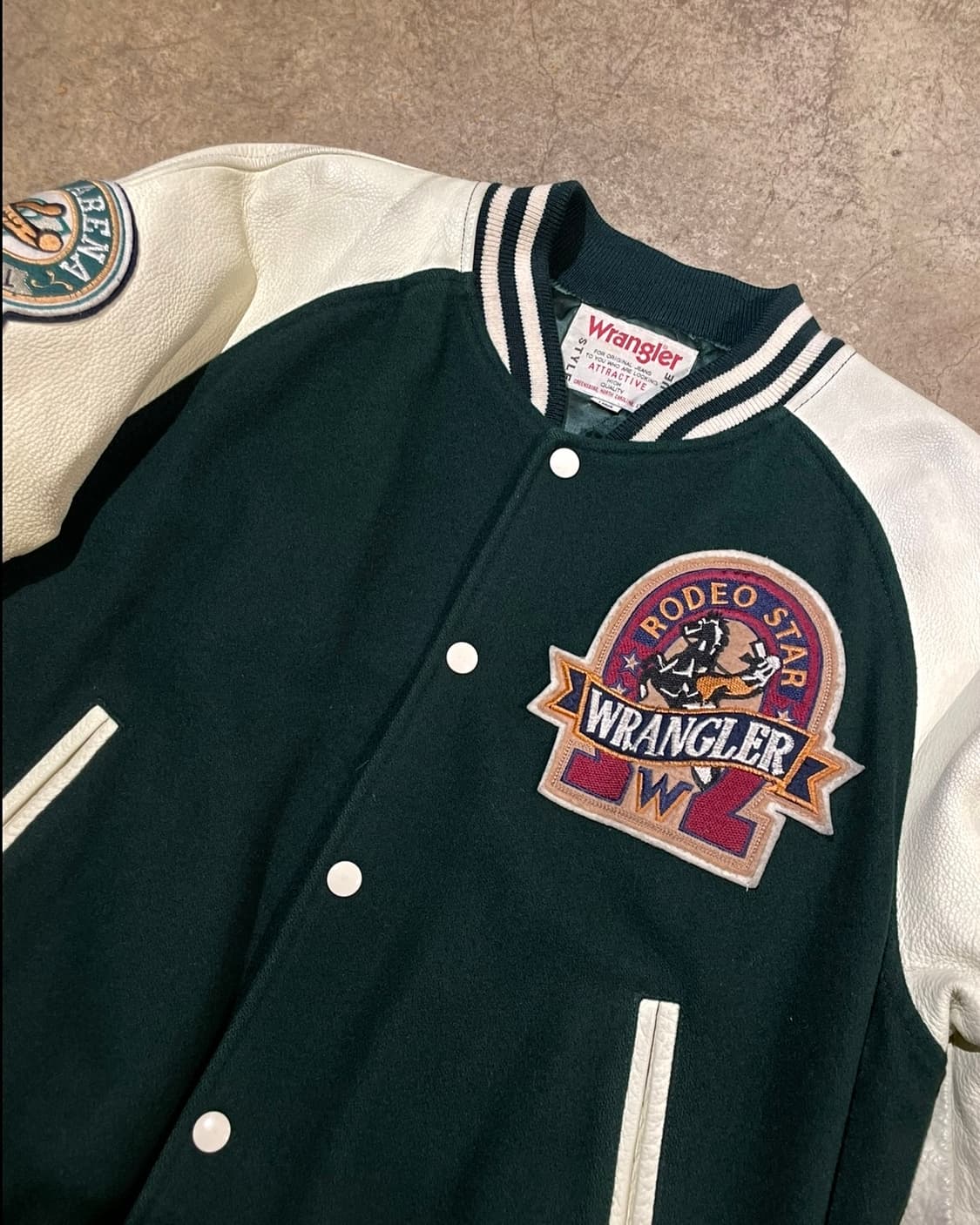 90‘s 랭글러 레더 바시티 재킷 (B5085) 상품이미지3