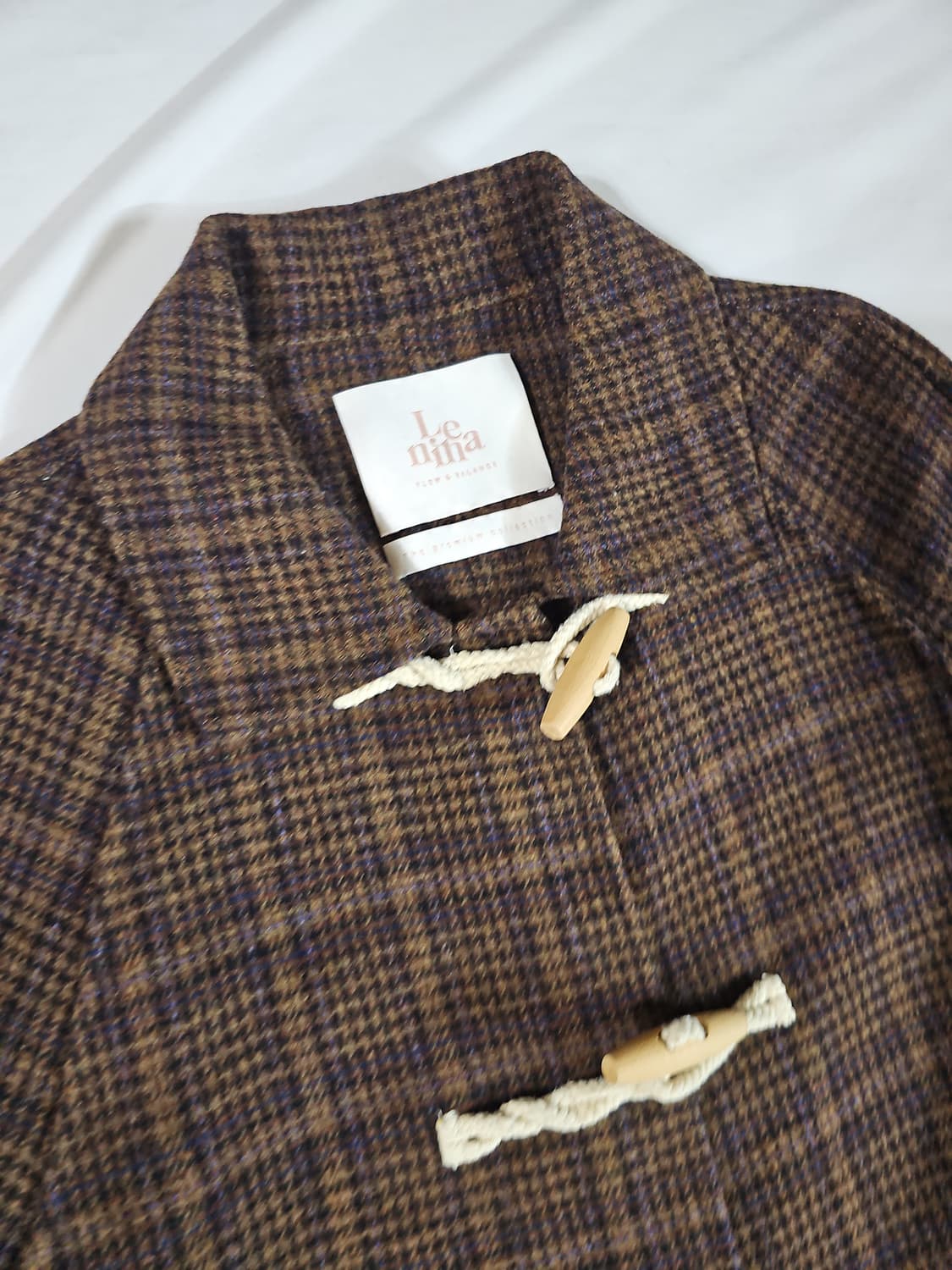 르니나 핸드메이드 떡볶이 더플 체크 코트 상품이미지6