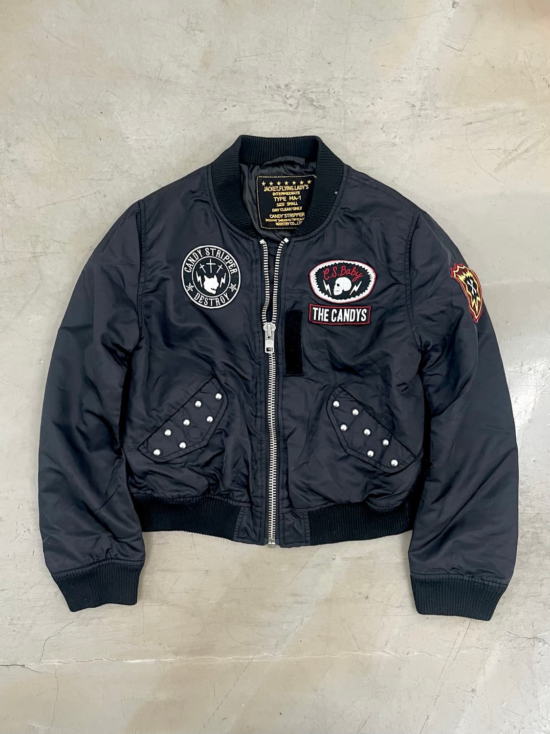 Black stud details MA-1 jacket 상품이미지1