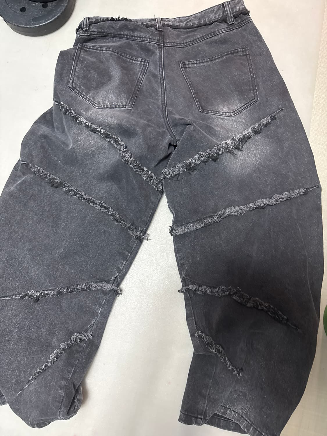 Cut Off Curved Denim Pants - Black  상품이미지2