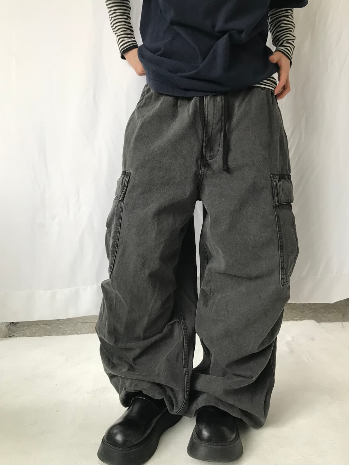 핀턱 와이드 데님 팬츠 상품이미지2