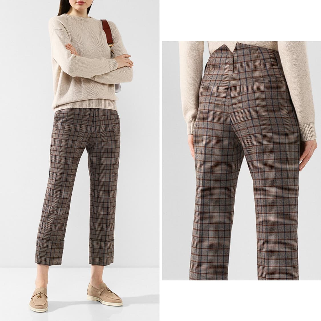 브루넬로쿠치넬리 체크 울 팬츠 상품이미지2