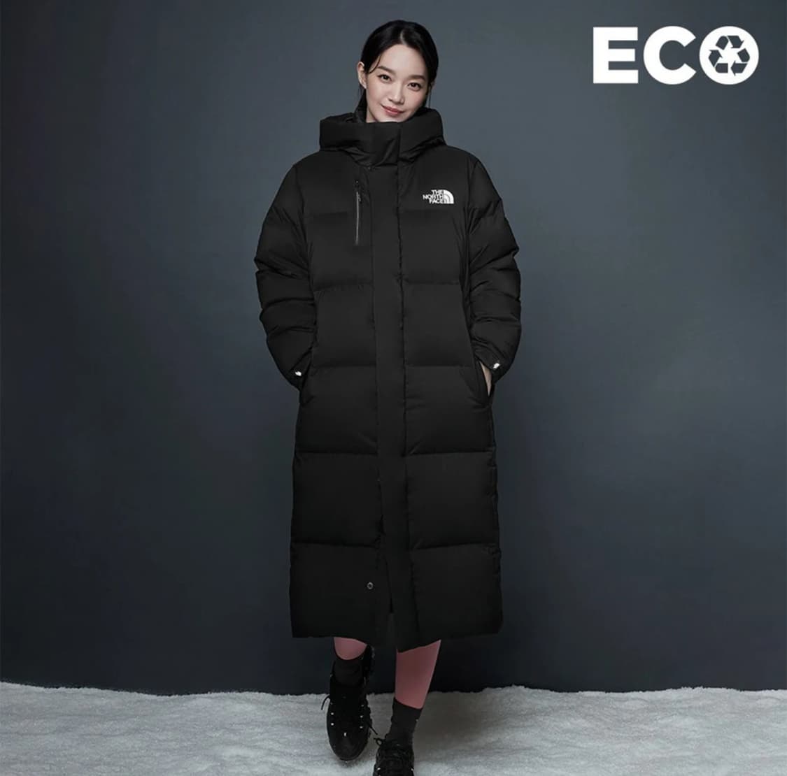 [XL] 노스페이스 에코 다운 롱패딩 블랙 상품이미지1