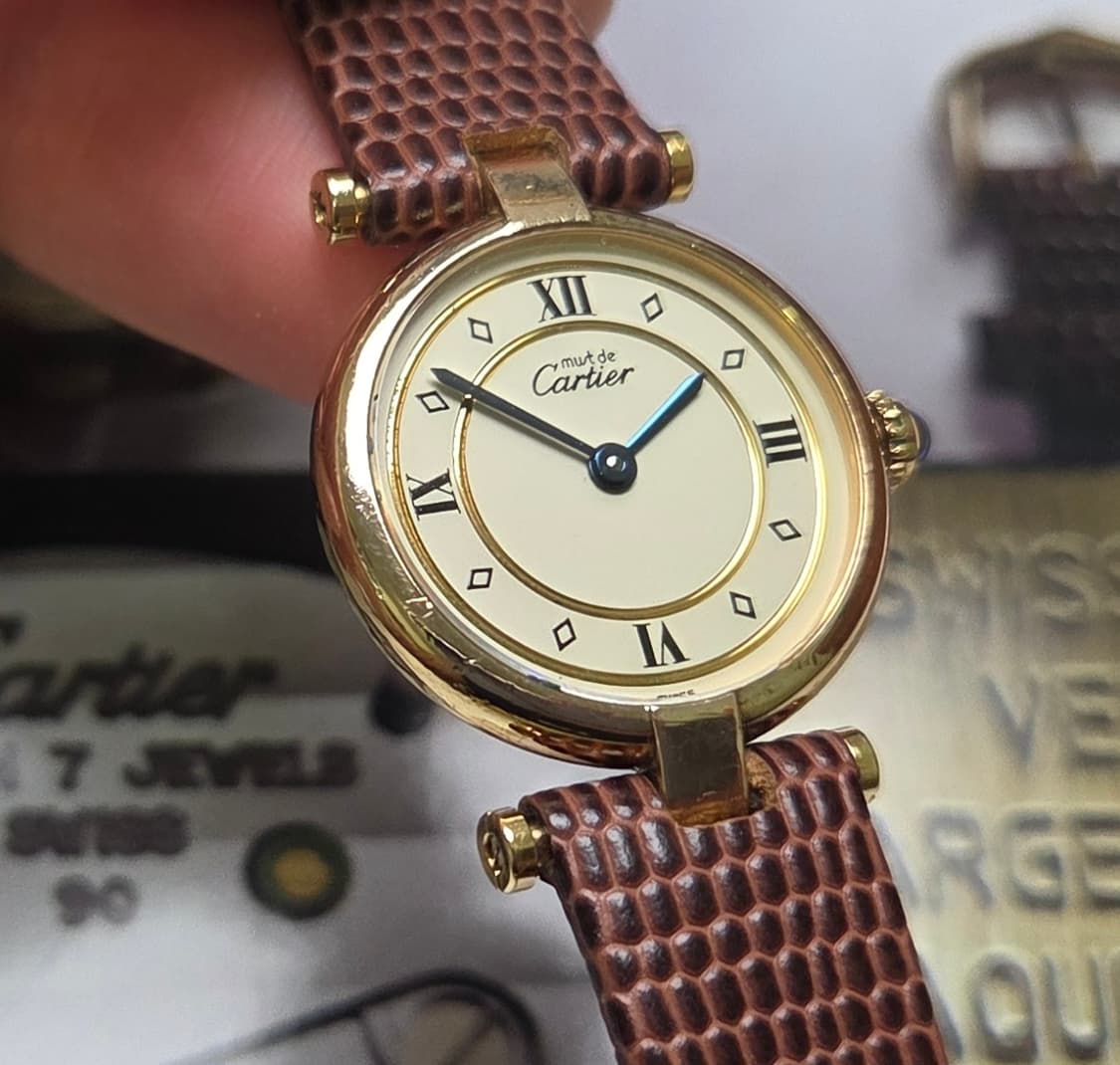 빈티지 까르띠에 머스트드 방돔 희귀 요구르트판 블루핸즈 여성용 (감정서  상품이미지9