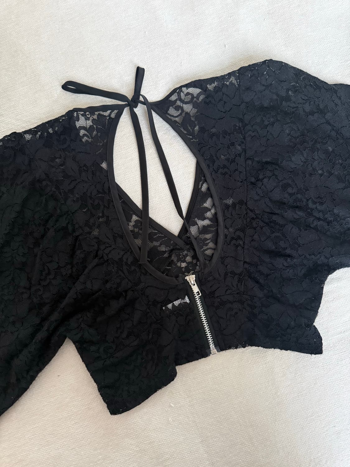 빈티지 블랙 레이스 스트랩 볼레로 블라우스 상품이미지4