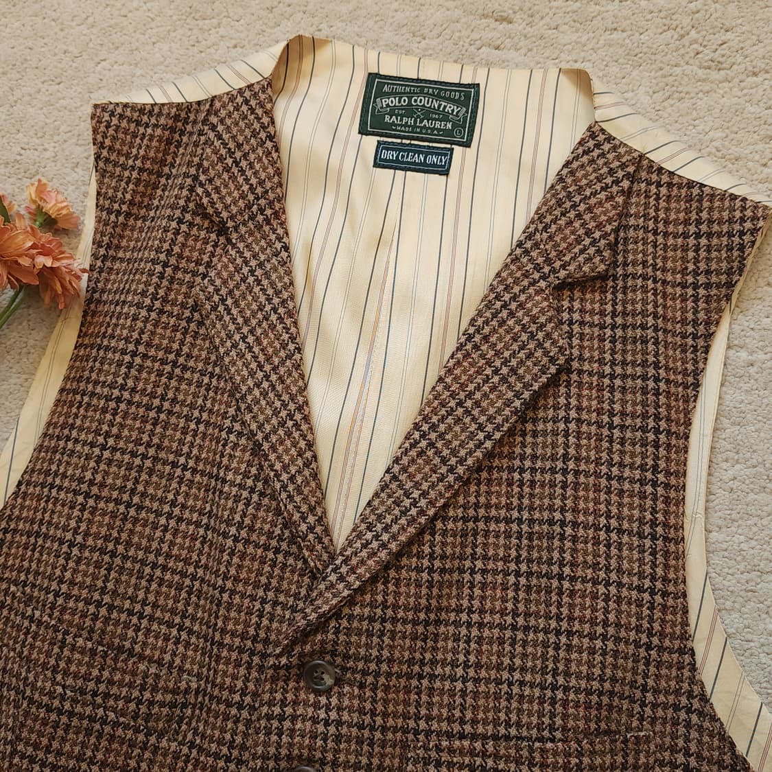 90s 폴로 컨트리 하운드투스 스타 패턴 울 베스트 L 상품이미지3