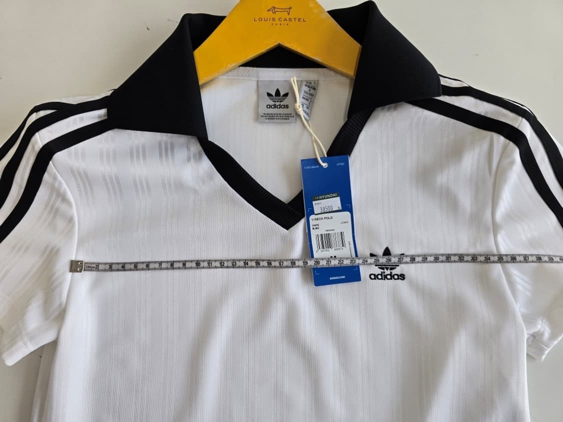 아디다스 아디컬러 풋볼 자카드 브이넥 크롭 폴로 셔츠 화이트 M 상품이미지5