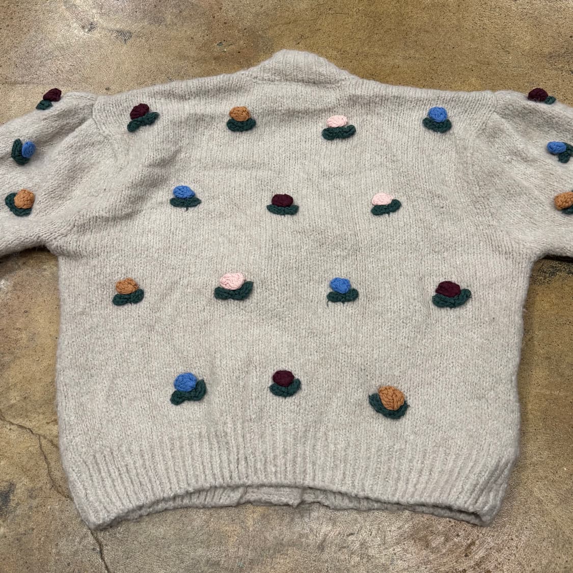 빈티지 모리 플라워 패턴 니트 가디건 상품이미지4