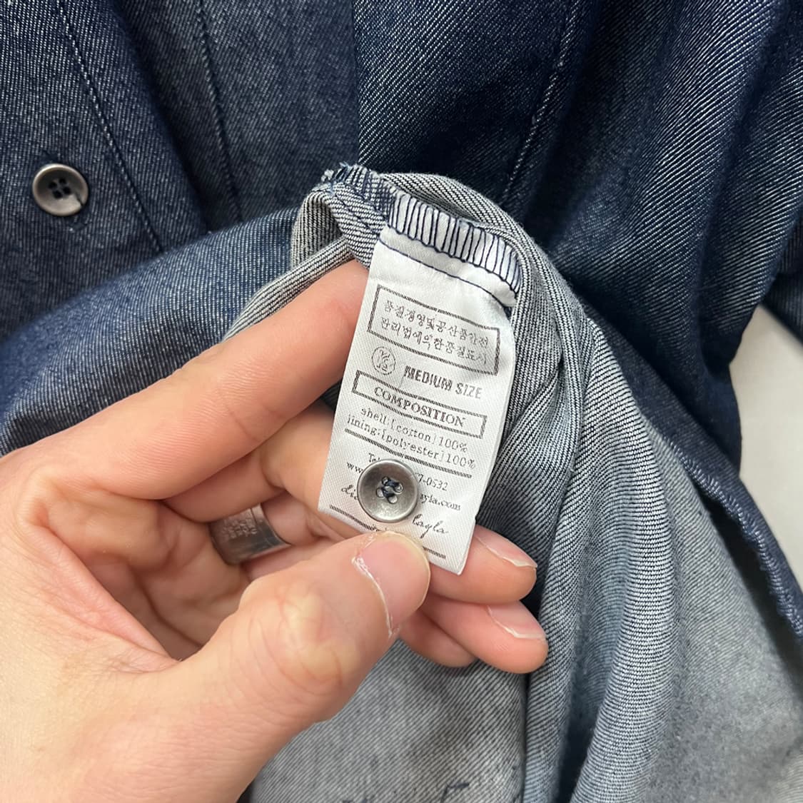 다이아몬드 레이라 오버핏 생지 데님 셔츠 M 상품이미지4