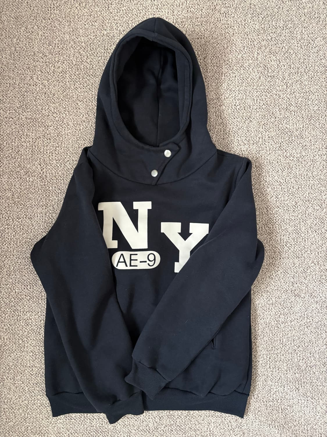 네이비 투버튼 기모 후드티 상품이미지3