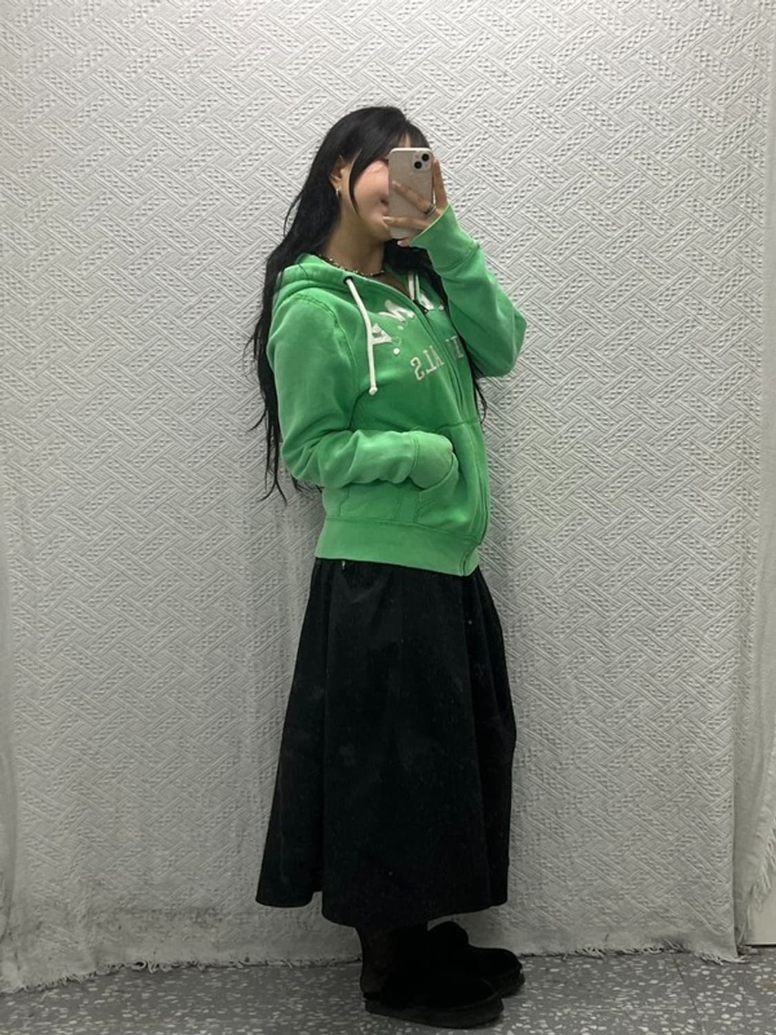 아베크롬비 올드스쿨 빈티지 Y2K 말차 기모 후드집업 M C06538 상품이미지2