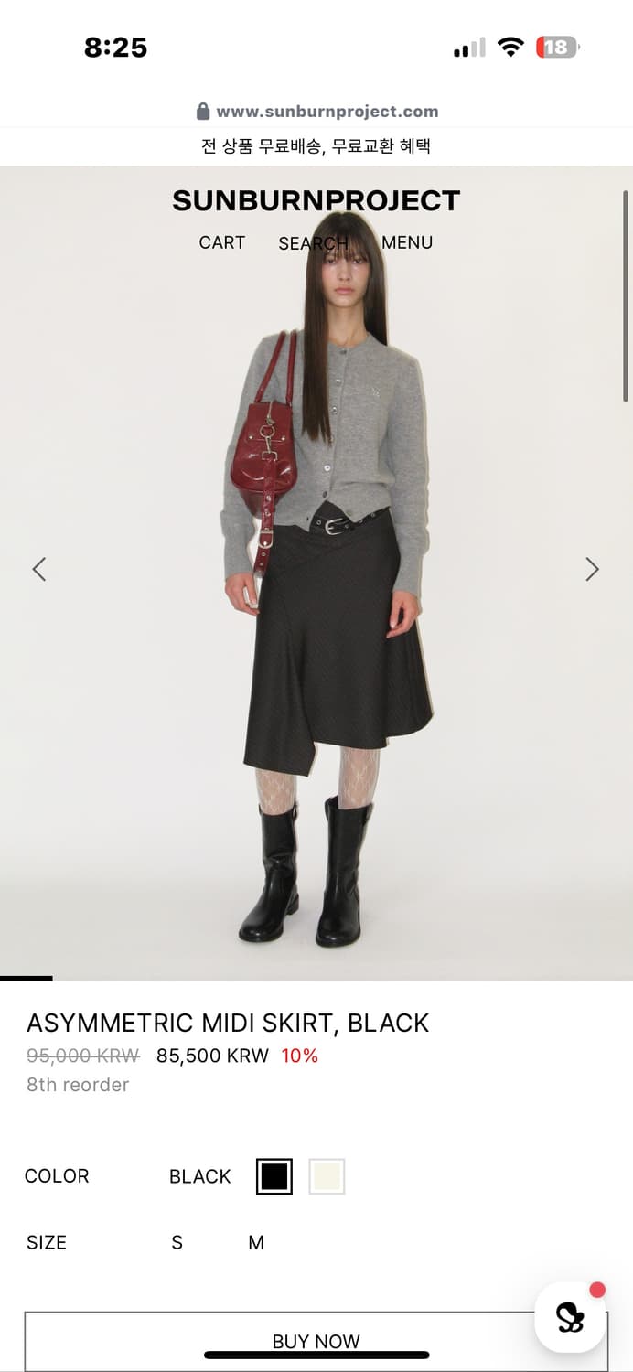 Asymmetric midi skirt, BLACK 상품이미지1