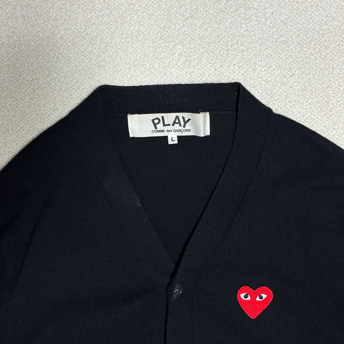 꼼데가르송 레드 하트 와펜 울 가디건 상품이미지5