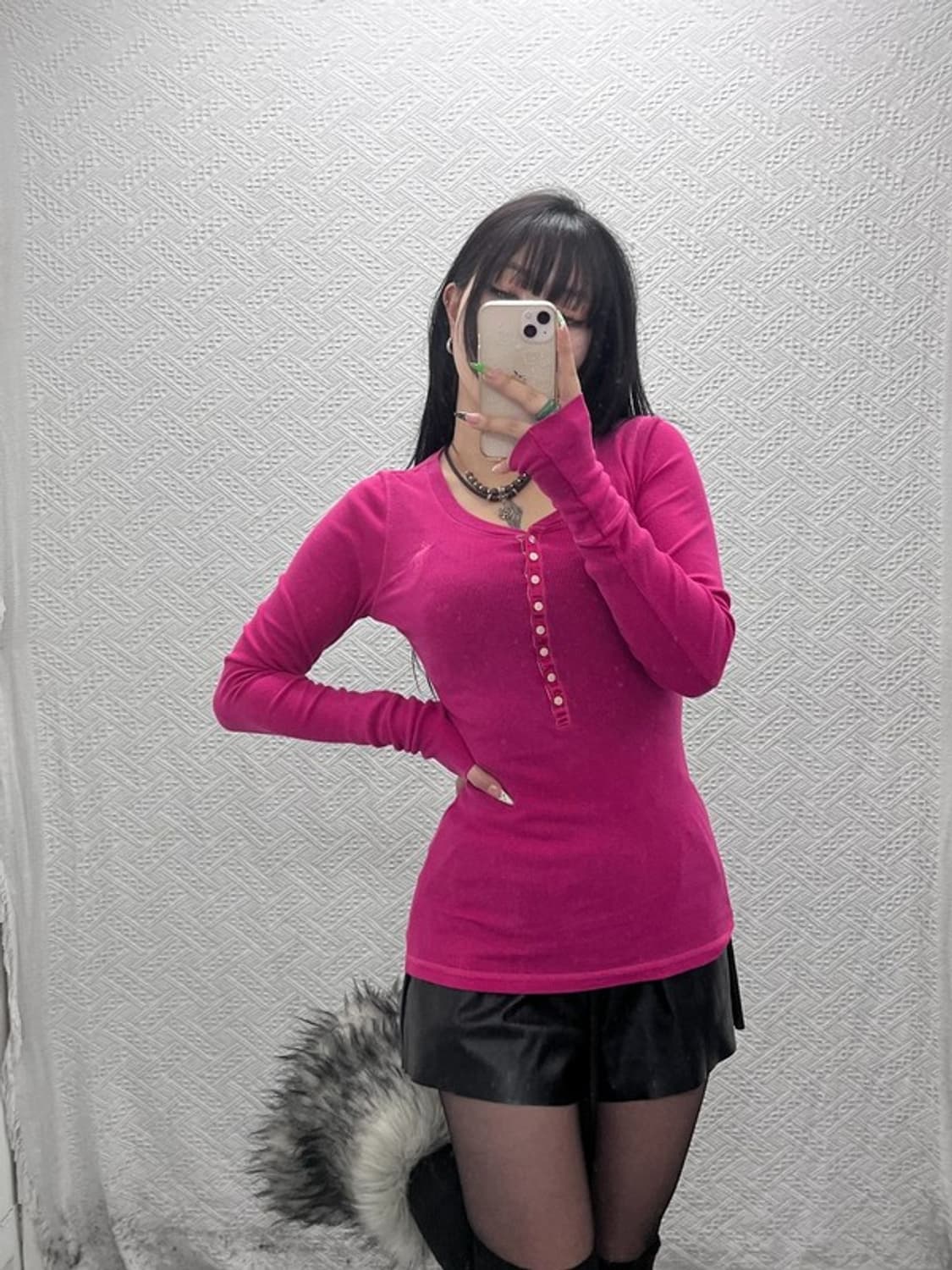 아베크롬비 Y2K 대장급 딱붙핏 핫핑크 긴팔 티 M C09022 상품이미지2