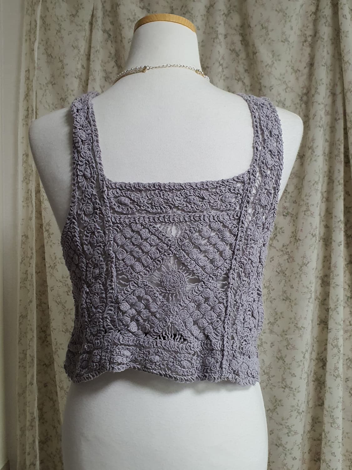 [일본빈티지] 크로셰 뜨개 민소매 탑 퍼플 상품이미지3