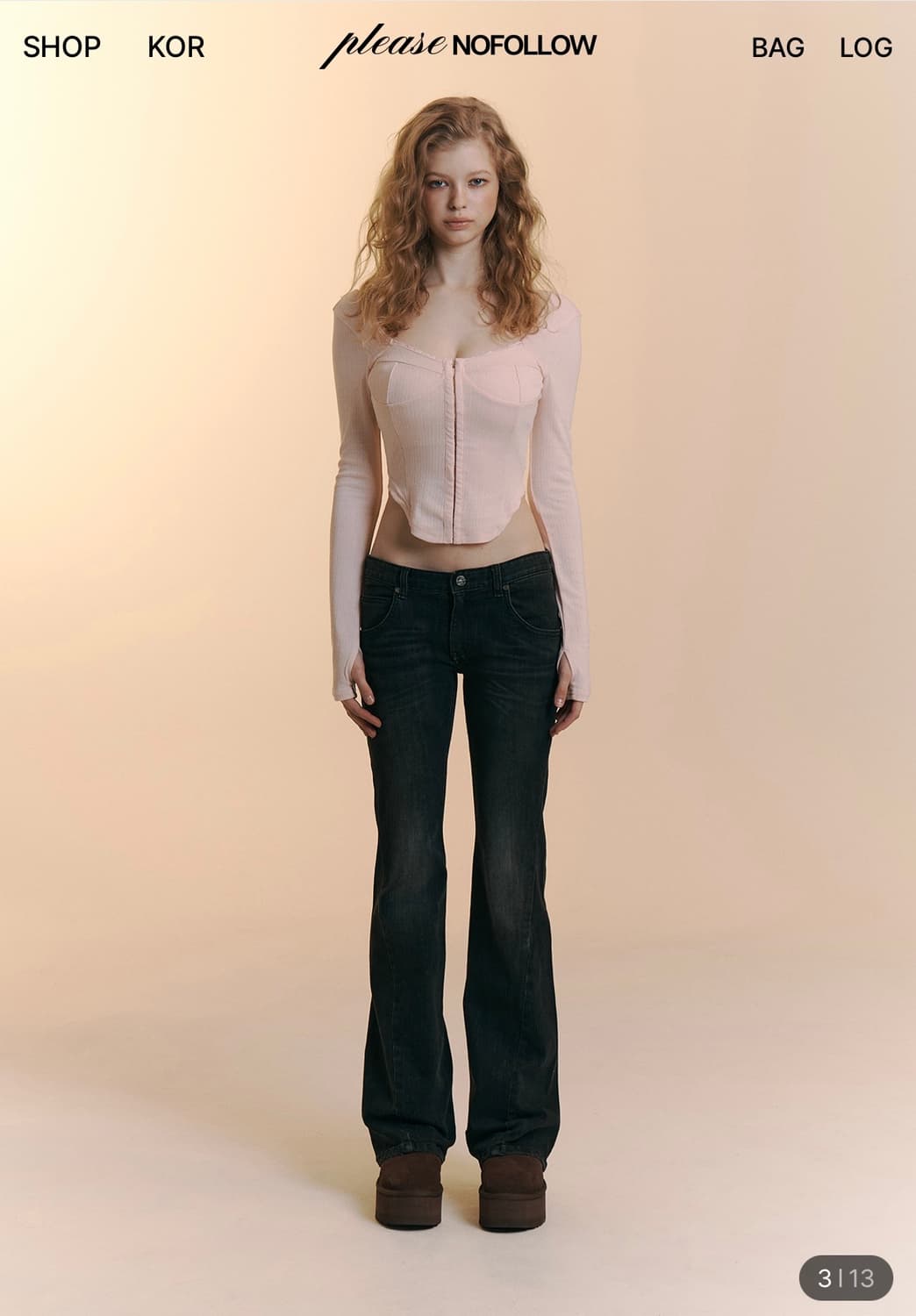 Joan Corset Long Sleeve Top (Pink) 상품이미지2
