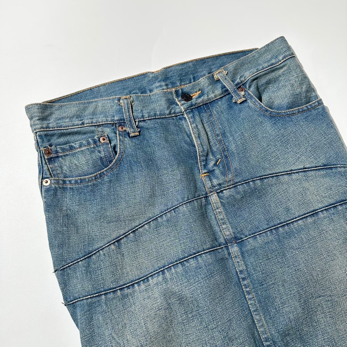 준야 와타나베 꼼데가르송 데님 플레이트 머메이드 스커트 상품이미지4