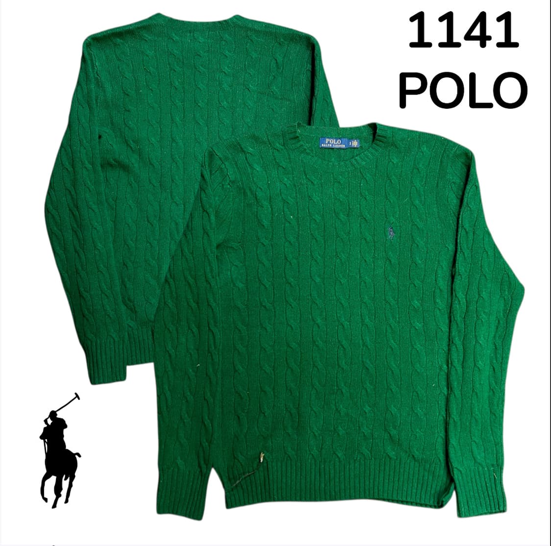 폴로 케이블 여성용 그린 니트 S 상품이미지1