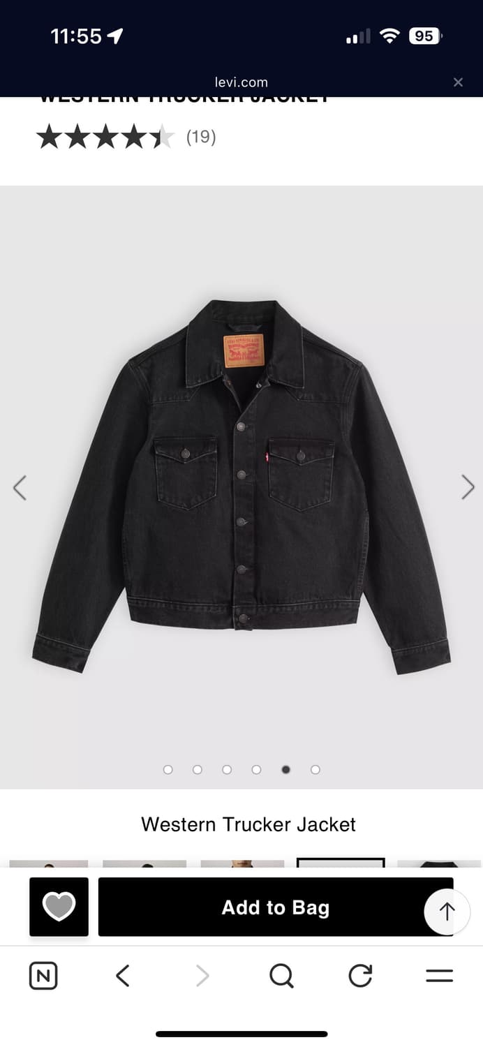 리바이스 웨스턴 트러커, 블랙 데님 L 사이즈 상품이미지3