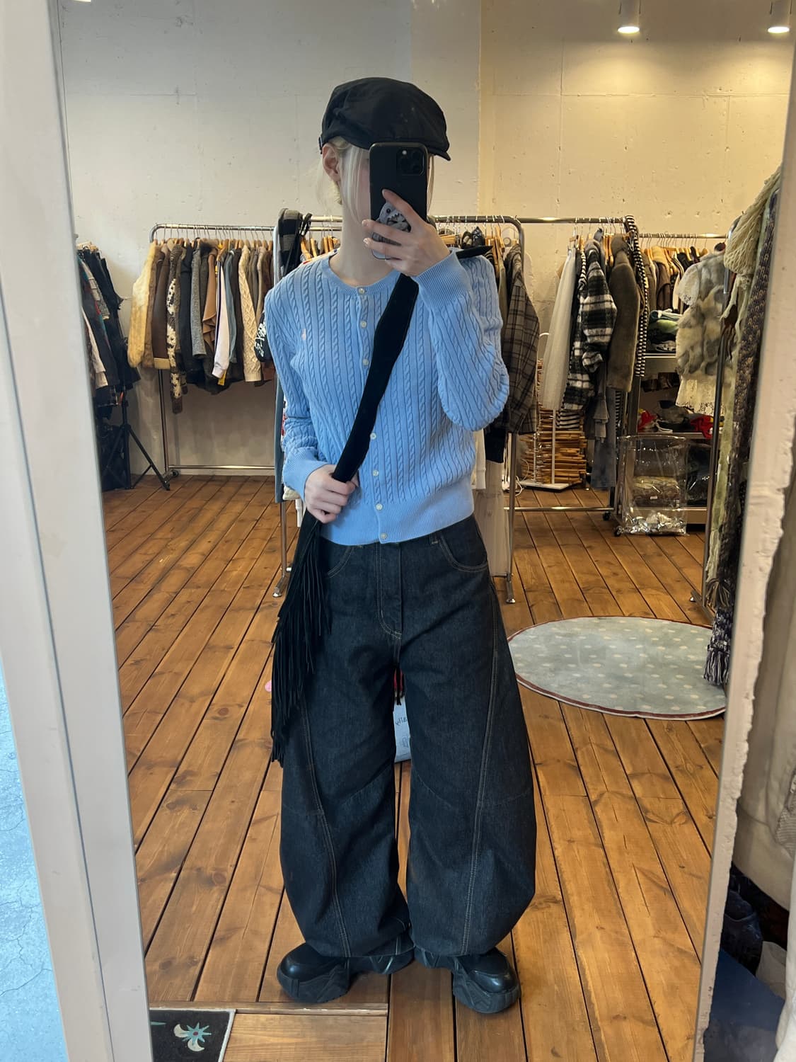 폴로 스카이블루 꽈배기 가디건 상품이미지1