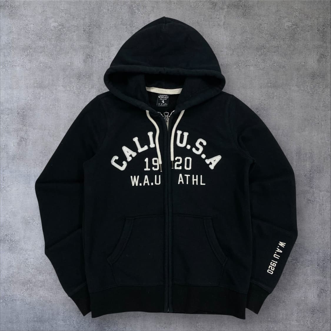 후아유 스펠아웃 빅로고 블랙 후드 집업 상품이미지1