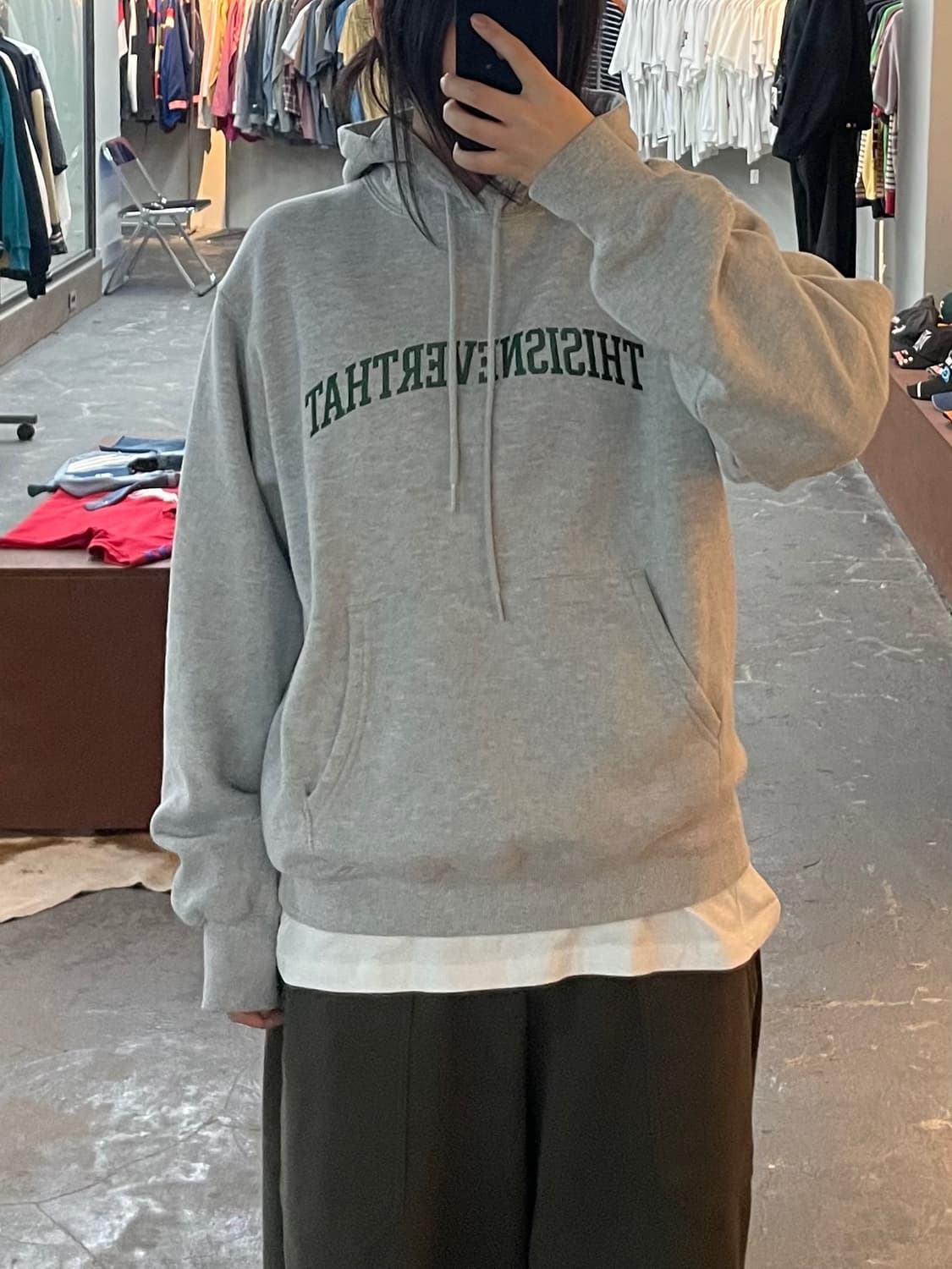 디스이즈네버댓 센터로고 그레이 후드티 H2656 상품이미지1